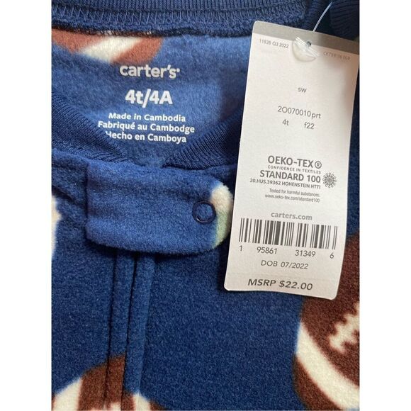 COPY - Carter's Boys 4T Football Fleece Footed Paiamas - Picture 7 of 7